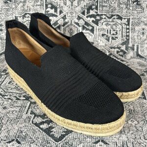 Adrienne Vittadini Sport Black Slip On Flat Niko Espadrilles Women's Size 10